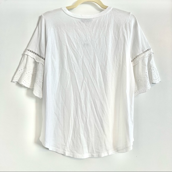 NWT LOFT White Eyelet-Sleeve Top - Picture 3 of 4